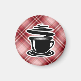 Aimant Café chaud Red Plaid