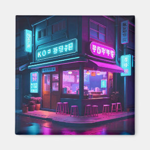 Aimant Café Coréen Neon LoFi Art