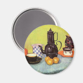 Aimant Café en émail bleu par Vincent van Gogh (Recto/Verso)