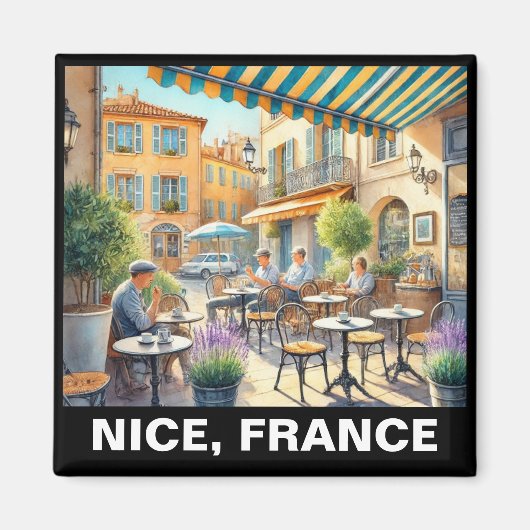 Aimant Café en plein air à Nice France Mug (Devant)