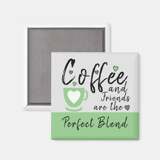 Aimant Café et amis aiment le coeur vert (Recto/Verso)