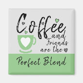 Aimant Café et amis aiment le coeur vert (Devant)