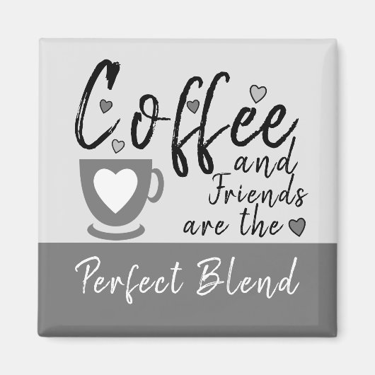 Aimant Café et amis aiment les coeurs gris (Devant)