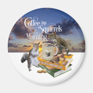 Aimant Café et écureuils - Amant Amusant d'écureuil