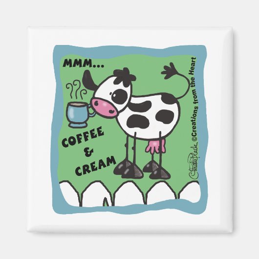 Aimant Café et vache à la crème (Devant)