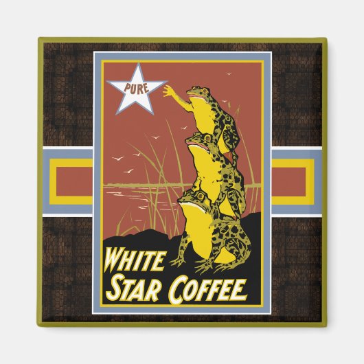 Aimant café grenouille blanc (Devant)