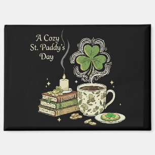 Aimant Café irlandais cosy de la Saint-Patrick et livre a