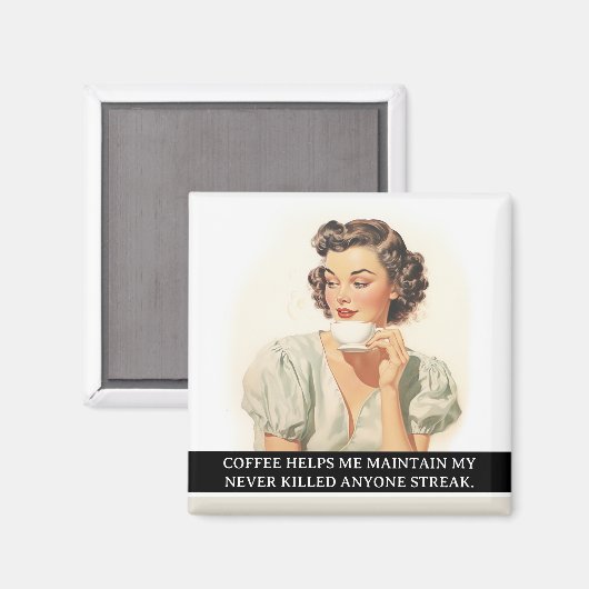 Aimant Café M'Aide Drôle Retro les années 50 Dit (Recto/Verso)