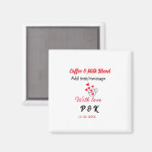 Aimant Café & mélange de lait couple de café coeur rouge  (Recto/Verso)