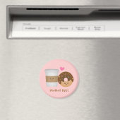 Aimant Café mignon et beignet en amour, paire parfaite (In Situ (Lave-vaisselle))