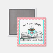 Aimant Café personnalisé et bon livre (Recto/Verso)