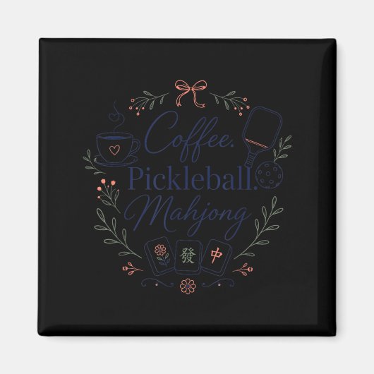 Aimant Café Pickleball Mahjong Jeu Mahj (Devant)