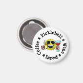Aimant Café, Pickleball, Vin, Pickleball Répéter Addict (Recto/Verso)