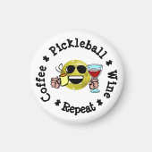 Aimant Café, Pickleball, Vin, Pickleball Répéter Addict (Devant)