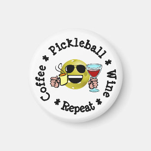 Aimant Café, Pickleball, Vin, Pickleball Répéter Addict