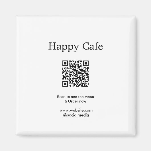 Aimant Cafe restaurant scanner pour voir le menu commande (Devant)