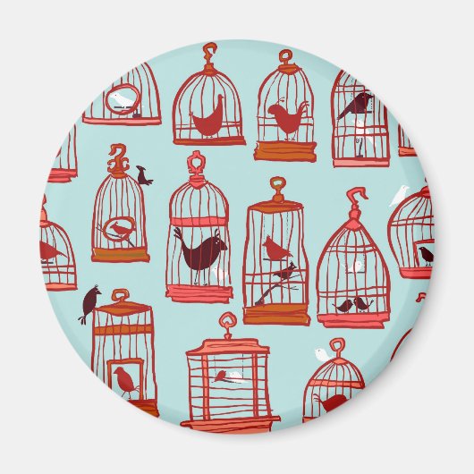 Aimant Cages d'oiseaux en bleu (Devant)