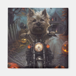 Aimant Cairn Terrier à moto Halloween effrayant