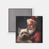 Aimant Cairn Terrier Avec Noël Festif Du Père Noël (Recto/Verso)