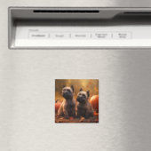 Aimant Cairn Terrier Chiot Automne Citrouille de plaisir (In Situ (Lave-vaisselle))