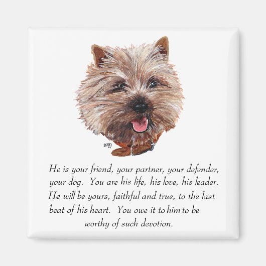 Aimant Cairn Terrier de Souvenir - Mâle (Devant)