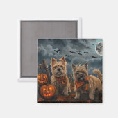 Aimant Cairn Terrier Halloween Squelettes (Recto/Verso)