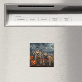 Aimant Cairn Terrier Halloween Squelettes (In Situ (Lave-vaisselle))