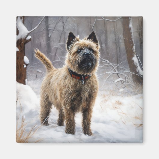 Aimant Cairn Terrier Qu'Il Neige Noël (Devant)