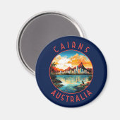 Aimant Cairns Australia Retro Cercle en détresse (Recto/Verso)