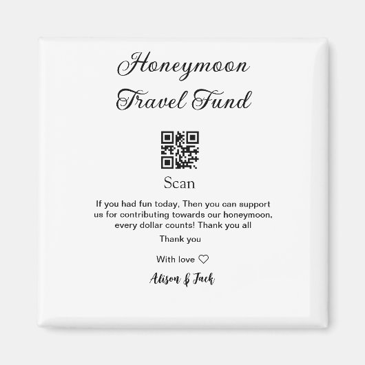 Aimant Caisse de lune de miel scannez le code QR ajouter (Devant)