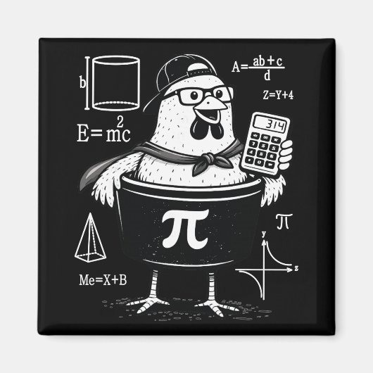 Aimant Calculatrice drôle de poulet tenant un pot Prof de (Devant)