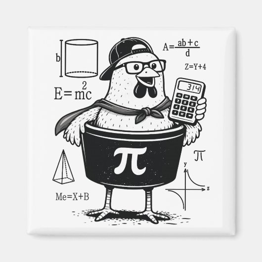 Aimant Calculatrice drôle de poulet tenant un pot Prof de (Devant)