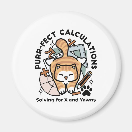 Aimant Calculs Parfaits – Création de chat de maths drôle (Devant)