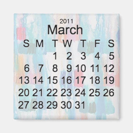 Aimant Calendrier miniature de mars 2011 (Devant)