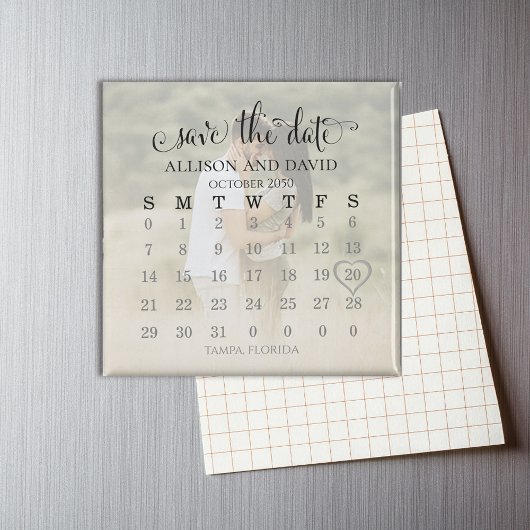 Aimant Calendrier photo Heart Enregistrer la date Mariage