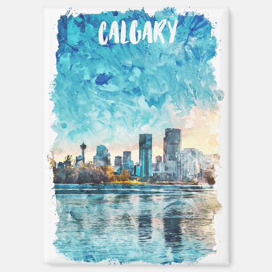 Aimant Calgary Alberta Watercolor City View (Recto)
