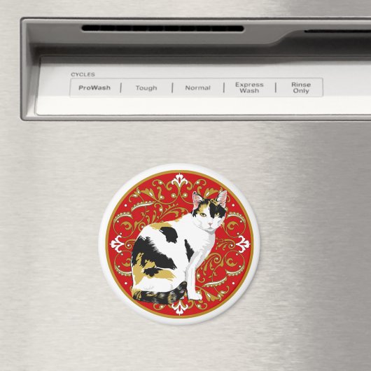 Aimant Calico Cat Baroque (In Situ (Lave-vaisselle))