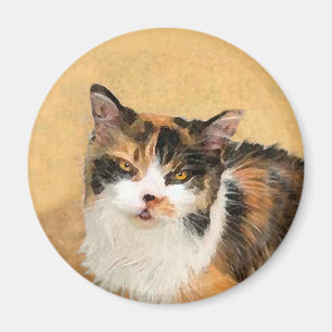 Aimant Calico Cat Painting - Cute Original Cat Art