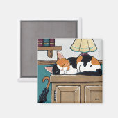 Aimant Calico Dormir Chat sur la peinture de la meule (Recto/Verso)