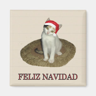 Aimant Calico Kitten Feliz Navidad