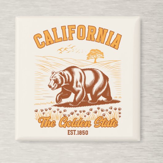 Aimant California Nature Lover Gift – Retro Bear