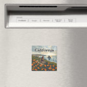 Aimant Californie Bear Poppies Fleurs Côte Retro (In Situ (Lave-vaisselle))