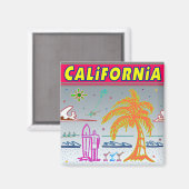 Aimant "CALIFORNIE" École à thème de plage de surfeur (Recto/Verso)