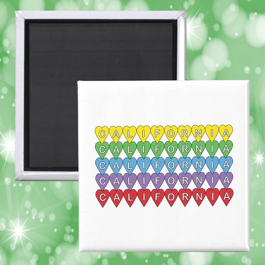 Aimant Californie États-Unis Coeurs colorés