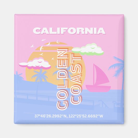 Aimant Californie, Travel Art, Preppy (Devant)