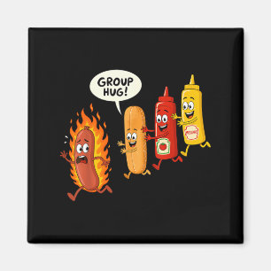 Aimant Câlin de groupe de hot-dog drôle de saucisse de pa