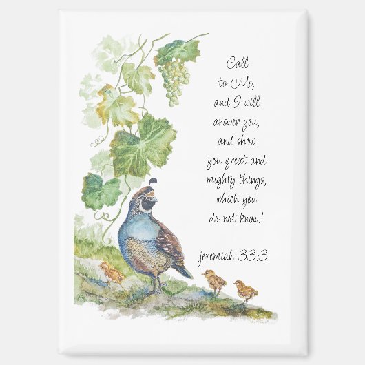 Aimant Call to Me Scripture Inspiration California Quail (Recto)