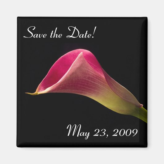 Aimant Calla Lily sur Black, Sauvez la Date! (Devant)