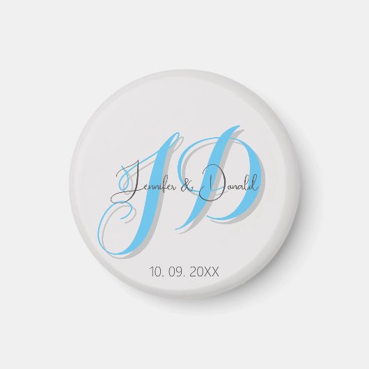 Aimant Calligraphie classique tendance monogramme (Devant)