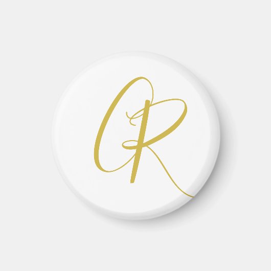 Aimant Calligraphie couleur or monogramme moderne minimal (Devant)